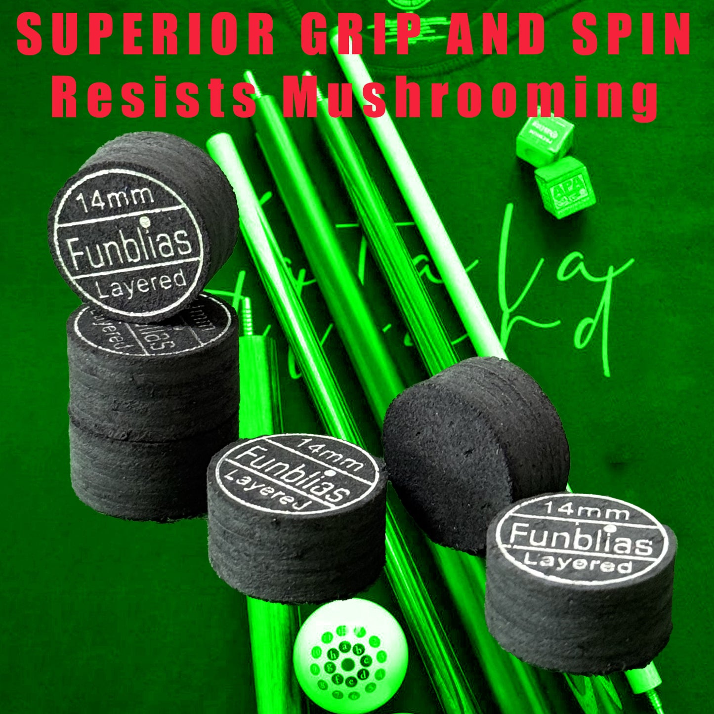 Billiards play tips 6 layers Hardness M Black